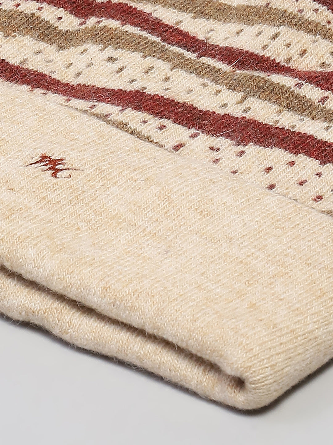 Men Beige Self Design Cap