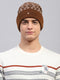 Men Brown Self Design Cap