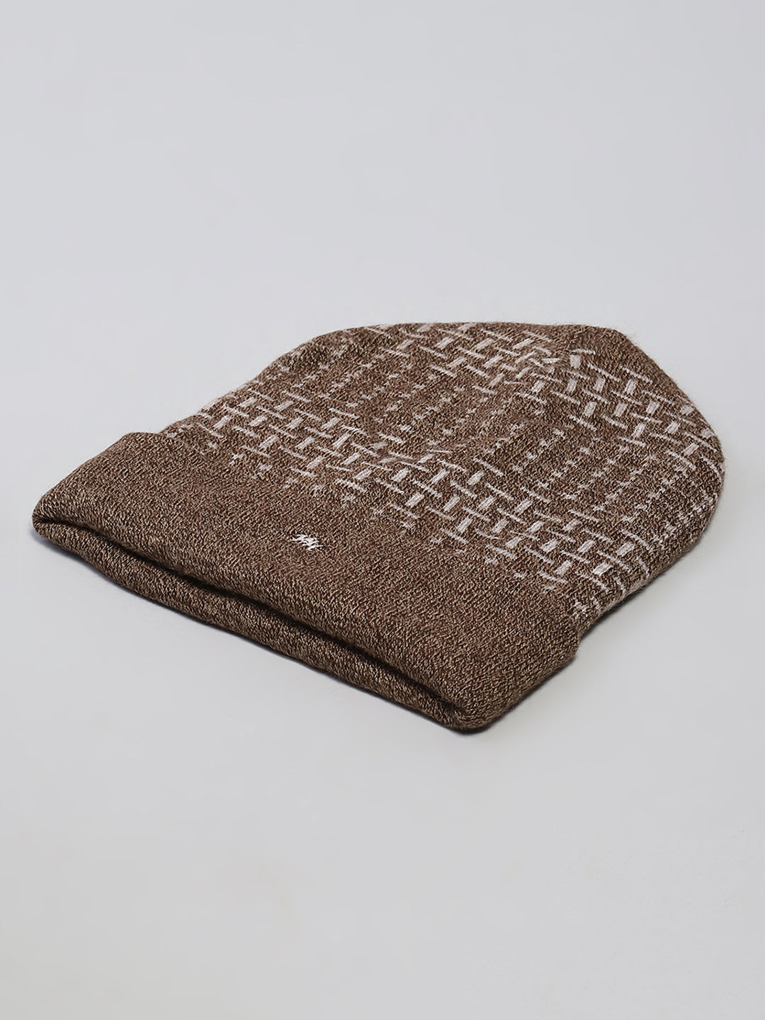 Men Brown Self Design Cap