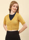 Women Mustard Solid Pure wool Blouse
