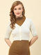 Women Off White Solid Pure wool Blouse