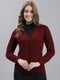 Women Maroon Solid Cardigan