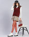 Women Burgundy Solid V Neck Sleeveless Cardigan