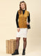 Women Mustard Solid Blend wool Cardigan