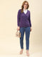 Women Purple Solid Lamb wool Cardigan
