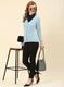 Women Sky Blue Solid Lamb wool Cardigan