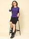 Women Purple Solid Modal Nylone Cardigan