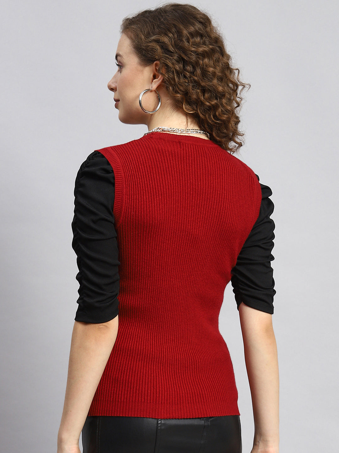 Women Maroon Solid Sceavy