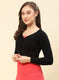 Women Black Solid Blend wool Blouse