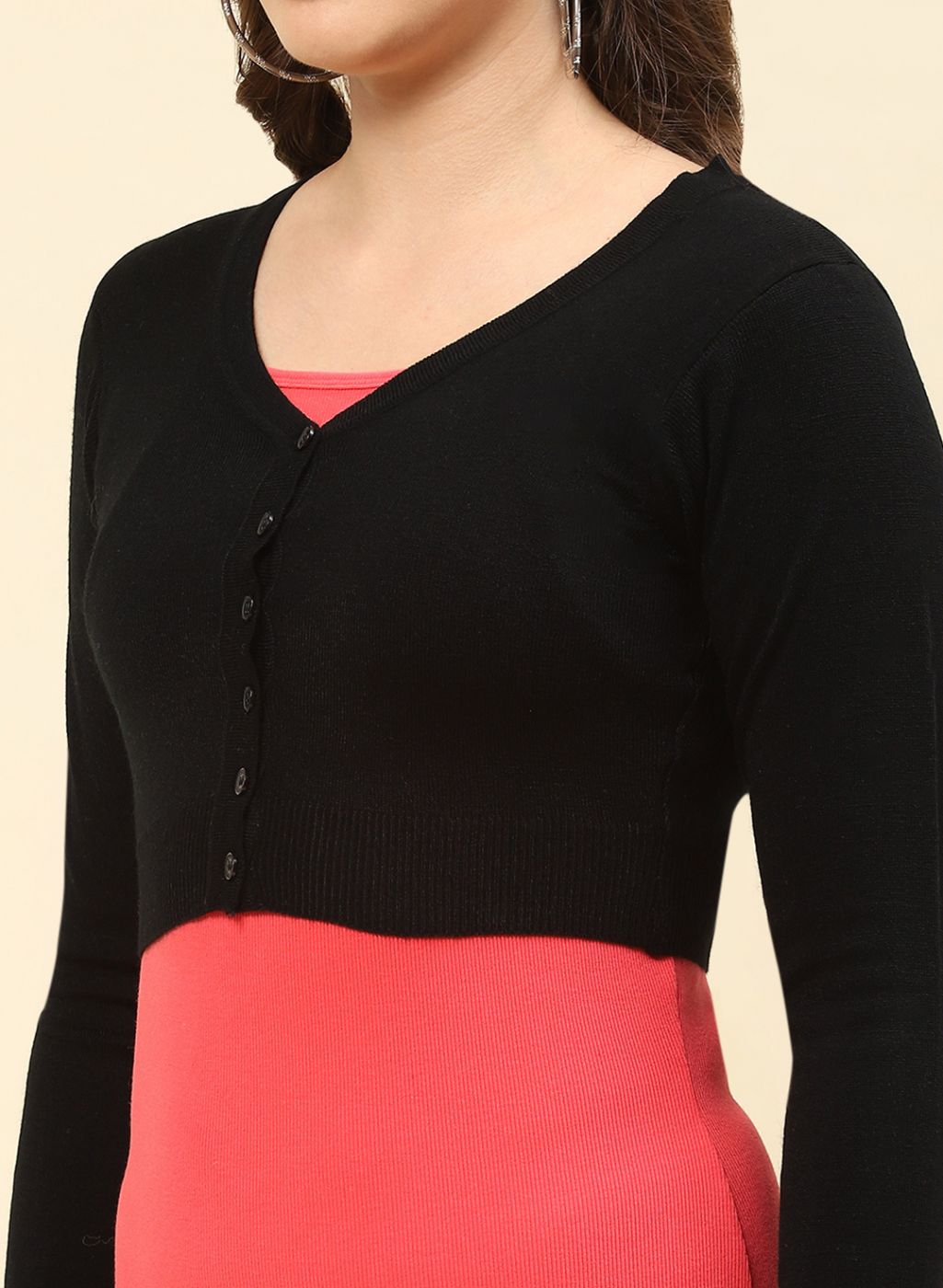 Women Black Solid Blend wool Blouse
