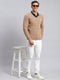 Men Brown Self Design Lamb wool Pullover