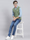 Men Green Self Design Lamb wool Sweater