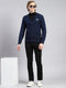 Men Navy Blue Self Cardigan