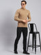 Men Brown Self Design Wool blend Pullover