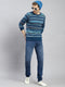 Men Blue Stripe Pullover
