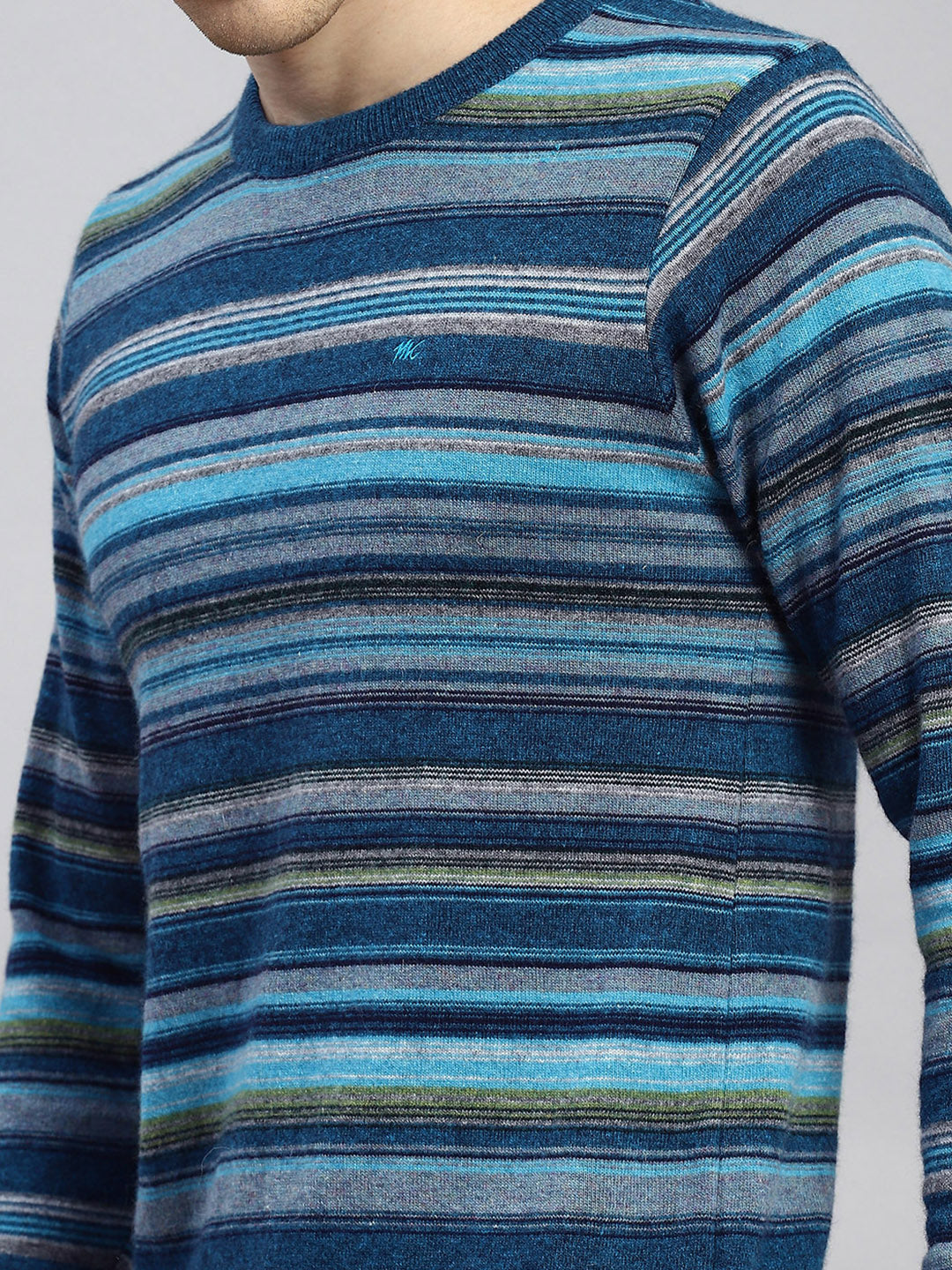 Men Blue Stripe Pullover