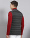 Men Grey Self Design V Neck Sleeveless Sweater