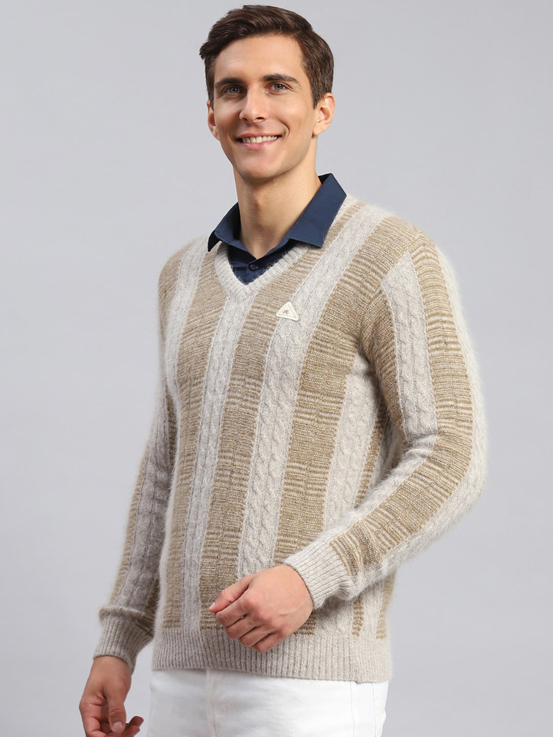 Men Beige Printed Angoora Pullover