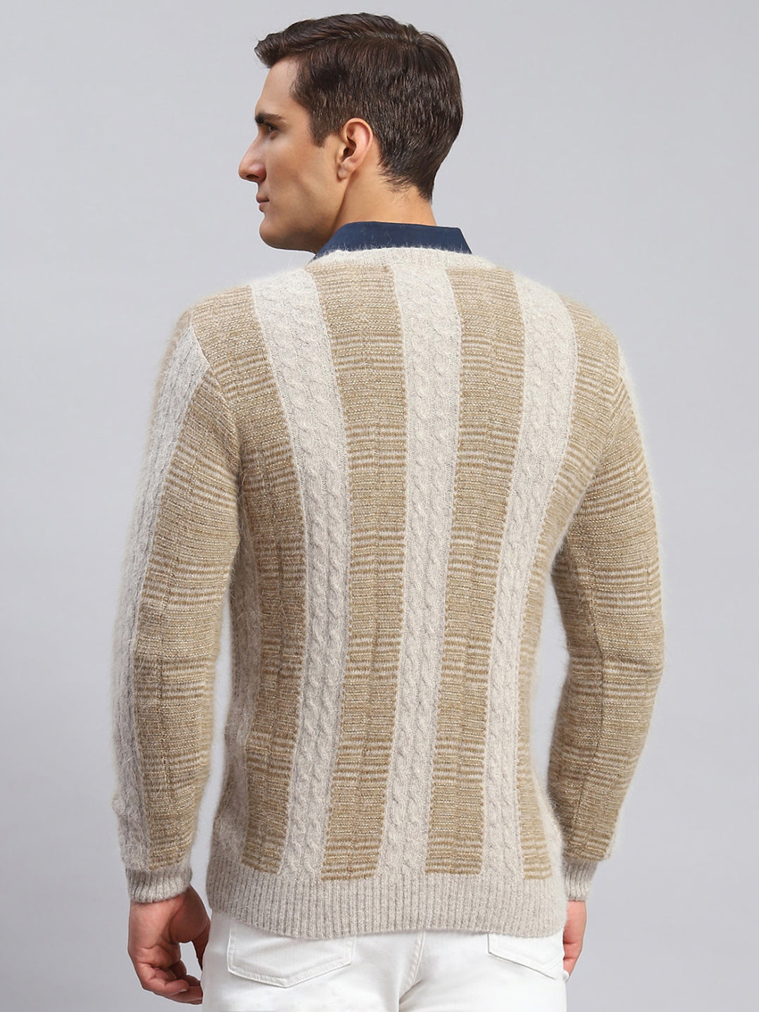 Men Beige Printed Angoora Pullover