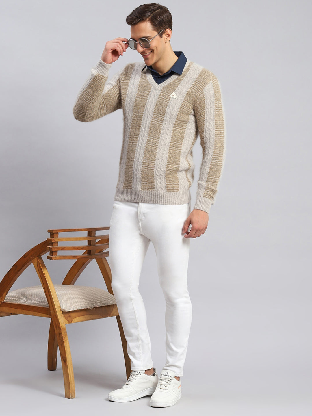 Men Beige Printed Angoora Pullover