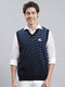 Men Navy Blue Jaquard Sweater