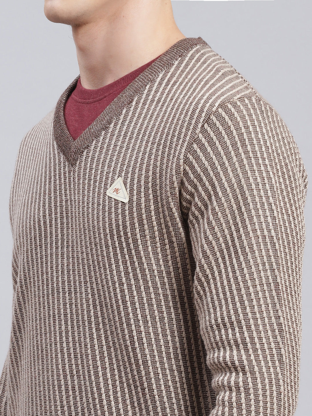Men Brown Jaquard Wool blend Pullover