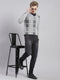 Men Grey Self Design V Neck Full Sleeve Sweaters/Pullovers