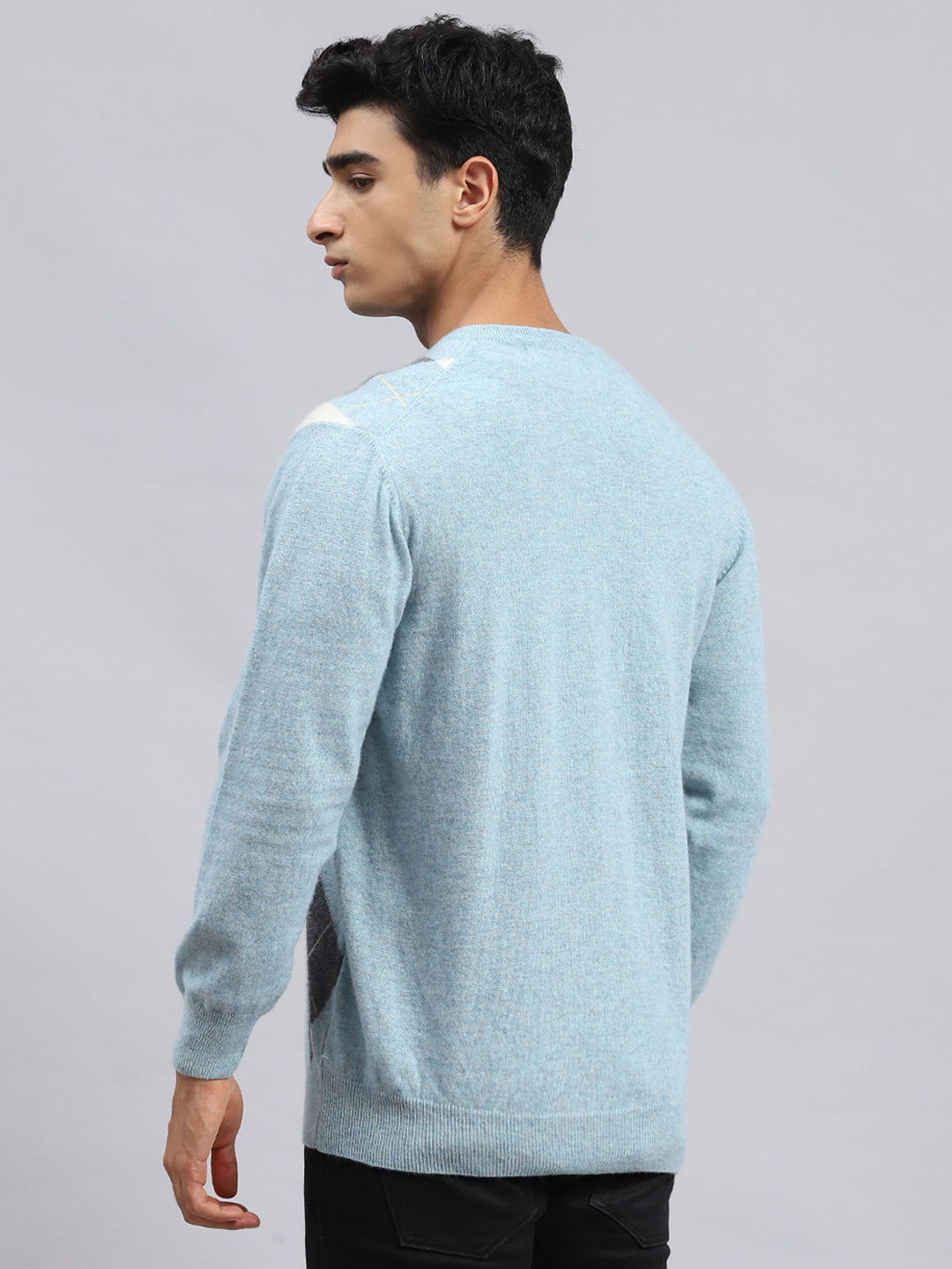 Men Blue Printed Pullover