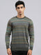 Men Green Self Pullover