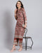 Women Rust Printed Mandarin Collar 3/4th Sleeve Kurtis Set