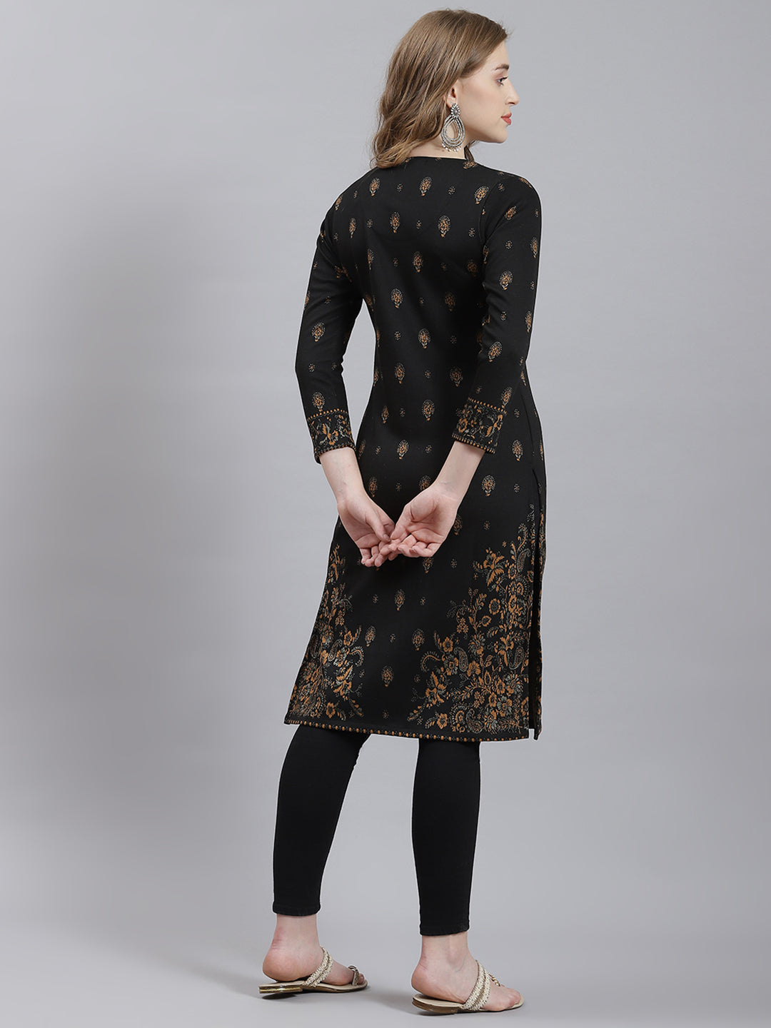 Women Black Self Kurti