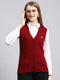 Women Maroon Self Cardigan