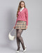 Women Pink Self Design V Neck Full Sleeve Cardigan