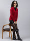 Women Red Self Design Wool blend Cardigan