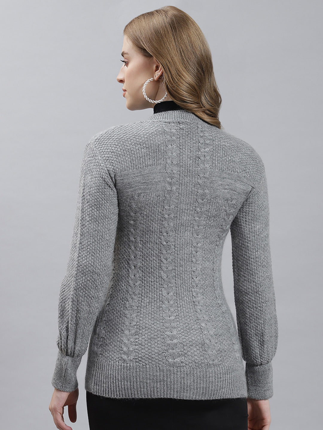 Women Grey Self Cardigan