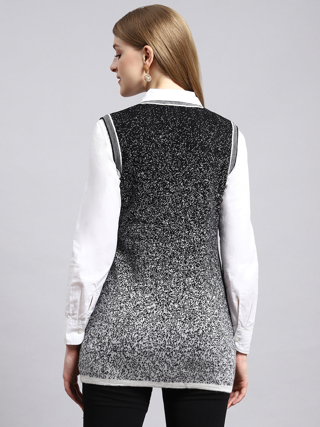 Women Black Jaquard Cardigan