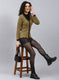 Women Brown Stripe Wool blend Cardigan