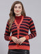 Women Rust Orange Jaquard Wool blend Cardigan