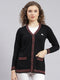 Women Black Solid Wool blend Cardigan