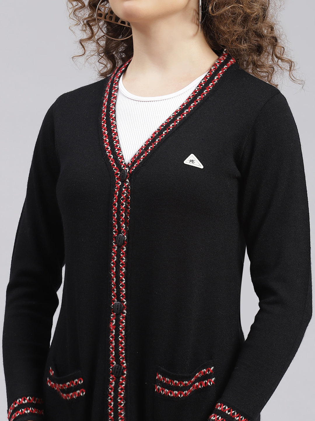 Women Black Solid Wool blend Cardigan