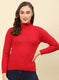 Women Red Self Design Blend wool Winter Top