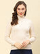 Women Beige Self Design Blend wool Winter Top