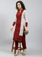 Women Red Self Design Kurti+Lower Set for Winter