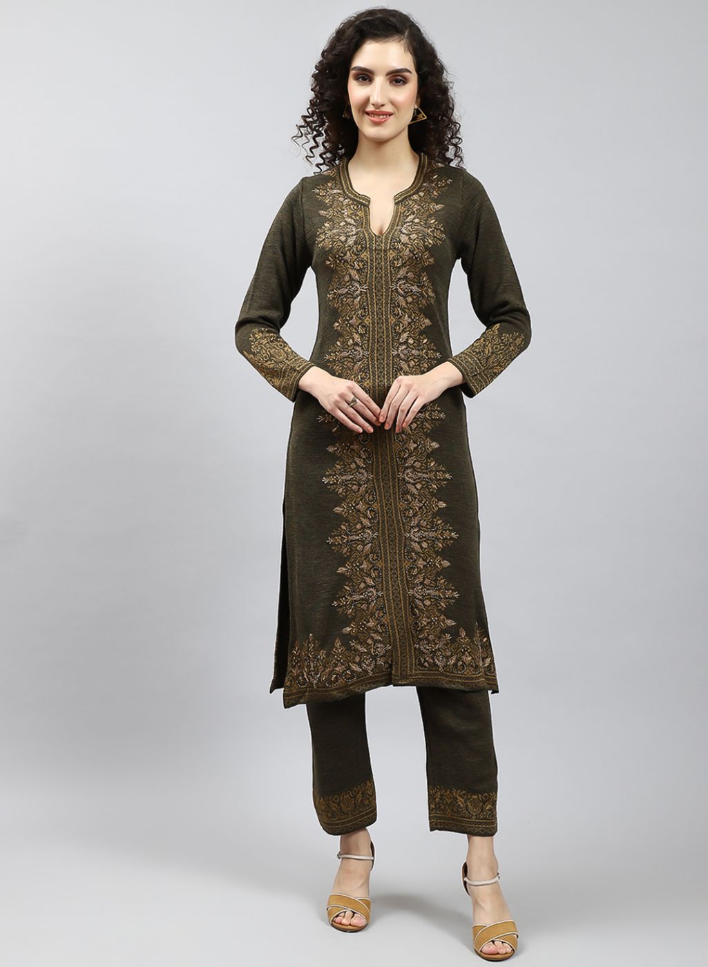 C&D By Monte Carlo Shrug Style Embroidered Kurta With Pants | 6220618121-1  | Cilory.com