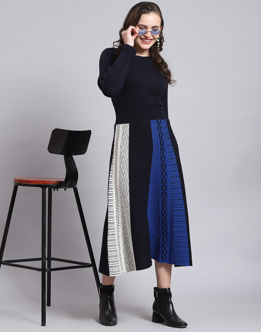 knee length dresses for ladies Women Retro Plaid Wool Dress 4029  Xiaolizi