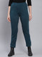 Women Teal Blue Solid Regular Fit Winter Lowers