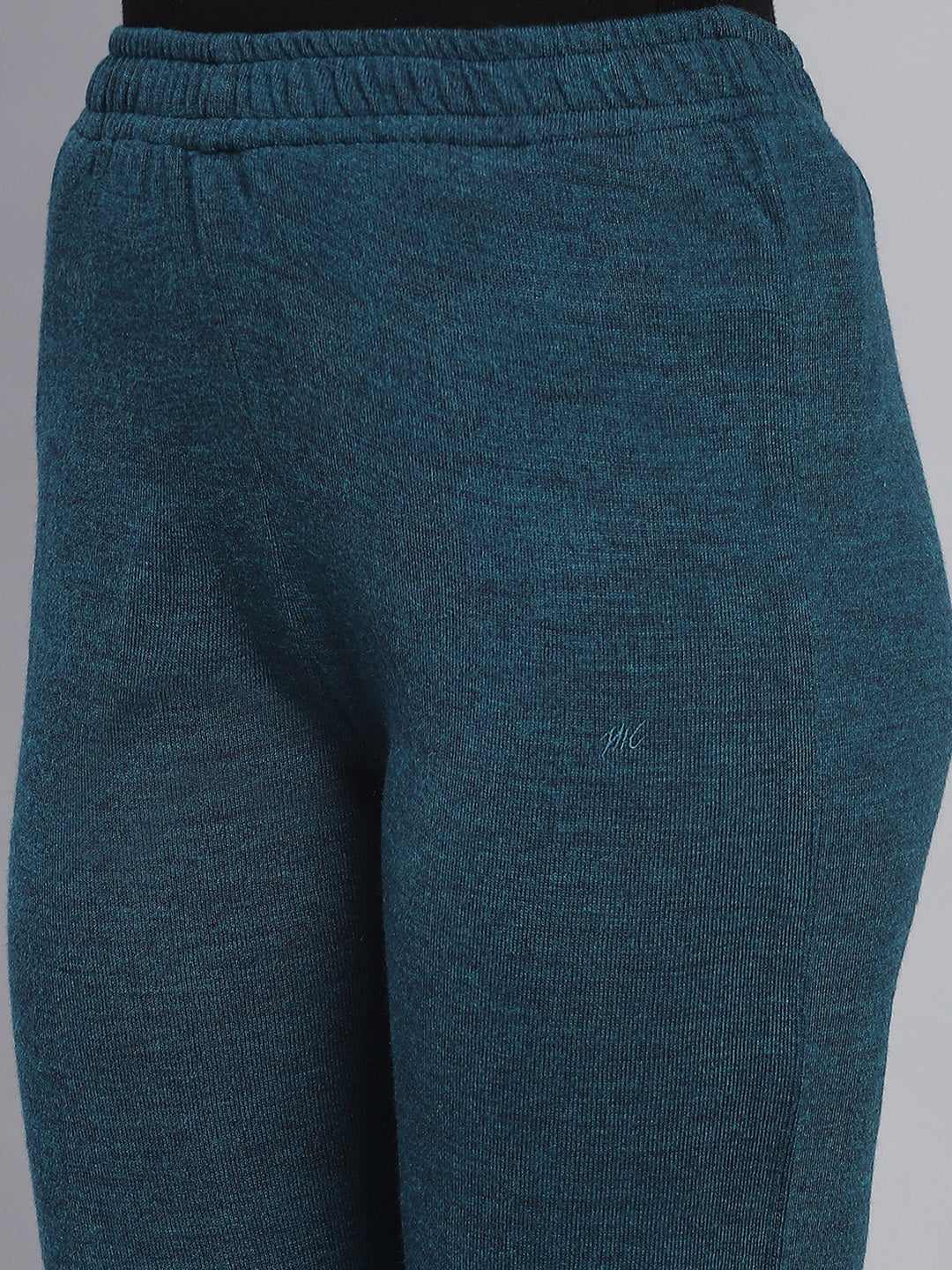 Women Teal Blue Solid Regular Fit Winter Lowers
