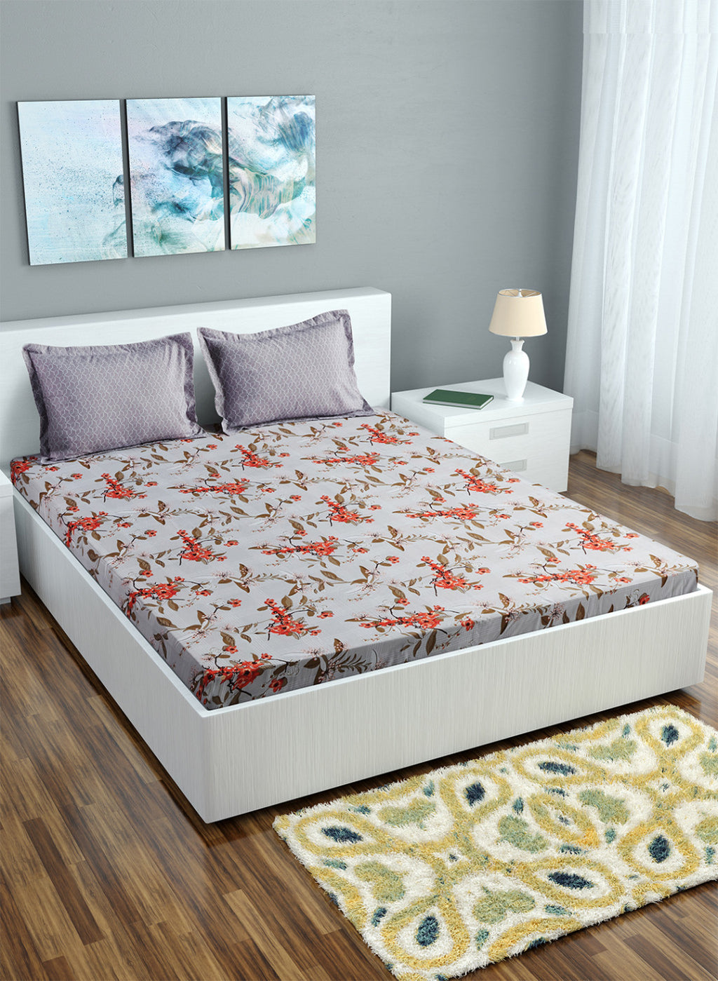Multi Color 130 GSM Bedsheet with 2 Pillow Covers