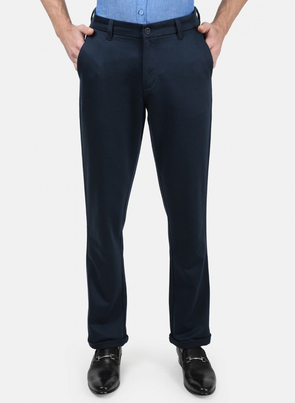 Men NAvy Blue Plain Trousers