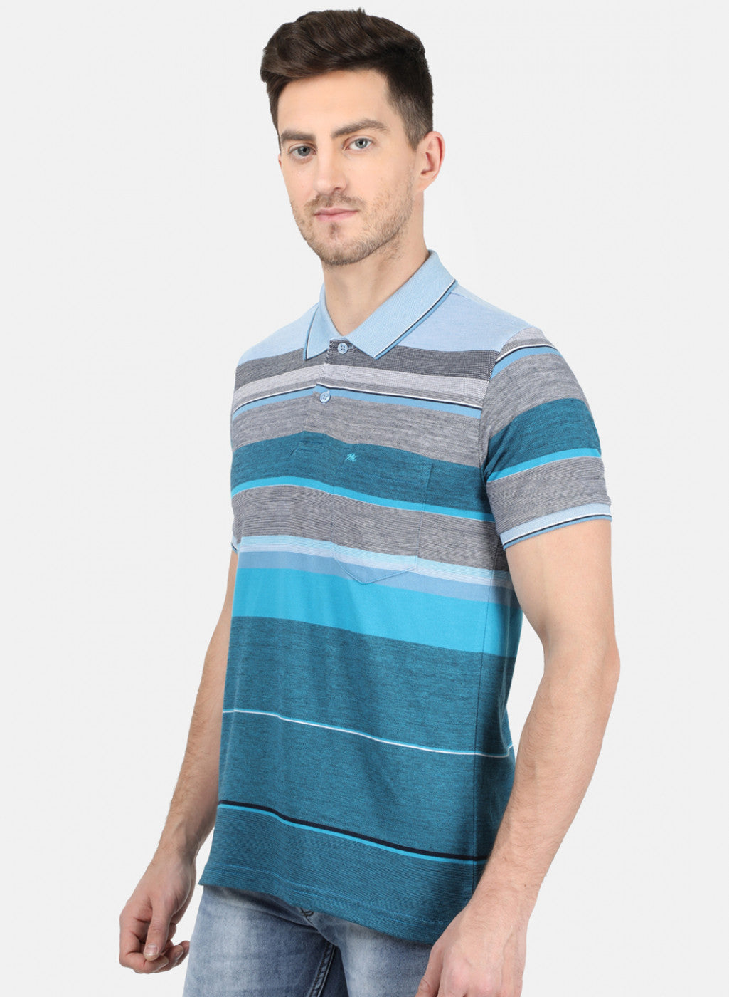 Mens Sky Blue Stripe T-Shirt